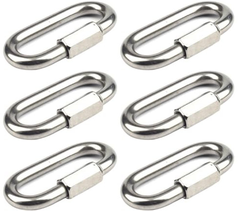 6 Stück Karabiner Schraubverschluss M8 Schraubkarabiner Edelstahl 304 Schraubverbinder Kettenglied Karabiner Rapid-Glied Schraubkarabiner Groß