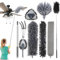 AHDXKUE Feather Duster Extendable Pole Up to 100cm, 9PCS Feather Duster Set Pole Includes Bendable,Washable Long Dusters for Cleaning Dust Cobwebs On High Ceiling Fans Lights Cars