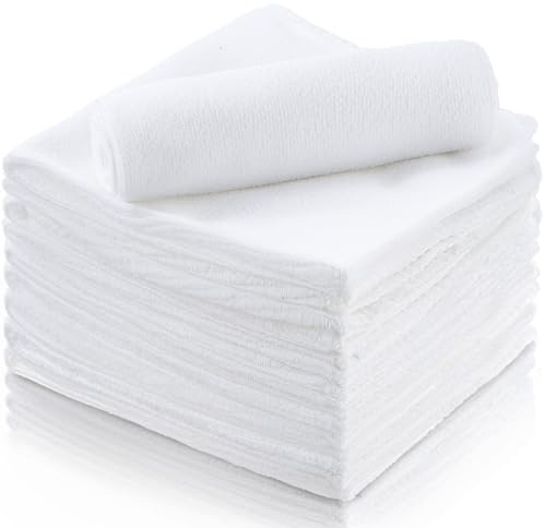 Honeydak 8 Pack Microfiber Record Cleaning Cloth, 12 x 12 Reuseable Anti Static Towels for Glasses, TV Screen, Laptop, Musical Instrument, Ultra Absorbent, Lint Free, Streak Free(White)