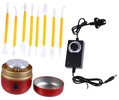 EXAOMBLE Mini Pottery Wheel Electric Machine with Turntable and Clay Tools UK Plug for Crafting Hand-Eye Coordination and Pottery Making