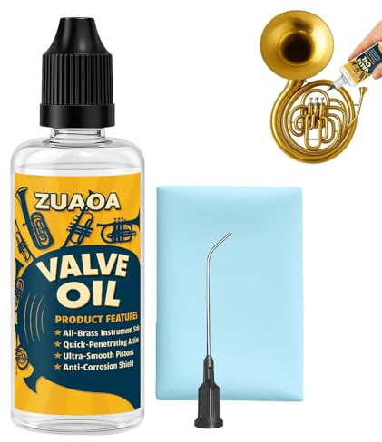 ZUAON Valve Oil 2oz for Trumpet, Trombone, French Horn, Tuba, Cornet, Baritone, Euphonium, Brass Instruments, Prevents Slow and Stuck Valves, Brass Players Maintenance Kit Gifts for Christmas