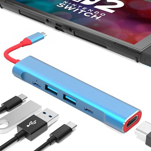 RREAKA Switch2 TV Dock Station for Nintendo Switch2/Switch/Switch OLED, Portable Dock Replacement with 4K 60Hz HDMI Adapter/Type C Port/USB Port for Official Nintendo Switch