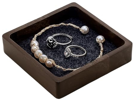 PH PandaHall Schmucktablett Aus Holz Schmuckständer Quadratisch Für Ringe Ohrringe Armbänder Organizer Vitrine Für Schlafzimmer Kommode Hochzeitsring Zeremoniendekoration 9x9x2cm 1pc Kokosnuss Braune
