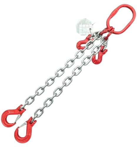2-Strang 8mm Kettengehänge Anschlagkette Krankette EN 818-4 verzinkt GK8 hochfest und geprüft Tragfähigkeit:2,8t Beschlagteile nach EN 1677-2 (0,5m ohne Verkürzungseinheit)
