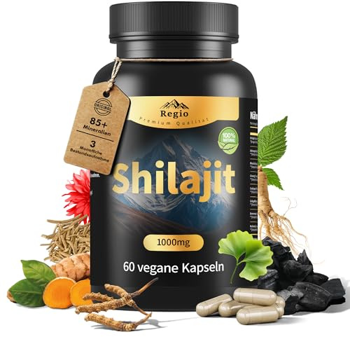 Original Shilajit Kapseln: Natürliches Himalaya Bio Harz Extrakt, 100% Reines Shilajit als Nahrungsergänzungsmittel für Energie, Vitalität Wohlbefinden - In Europa geboren (1000mg (60 tablets))