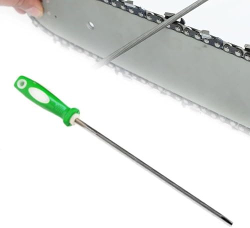 Lime ronde pour affûtage de chaîne de tronçonneuse 4,0/4,8/5,5 mm en acier à haute teneur en carbone avec poignée en plastique, compatible avec les scies électriques et à chaîne (4,8 mm)