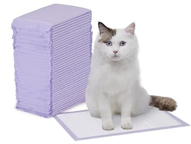 Amazon Basics Lot de 40 Tapis pour bac de litière pour Chat, sans Parfum, Violet, Blanc
