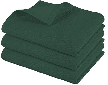 Pagnanno.–Hotel Quality Kitchen Tea Towels & Waffle Weave tea towel|Professional Cotton 45x70cm|Absorbent Fast Drying Dish Towels,Kitchen and Bar Towels (Pack of 3 (45x70cm), Waffle - Emerald Green)