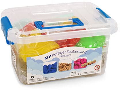 AFH Fluffiger Zaubersand Premium Magischer Sand in großer Box + Zubehör (Natur)