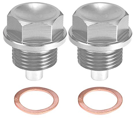 A ABSOPRO 2 Juegos M18x1.5 Tornillo Tapón Carter Drenaje Aceite Aleación Plateado Tono