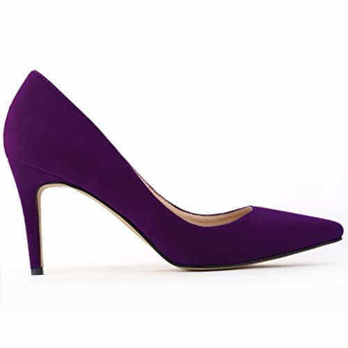 QIANKUN Chaussures à talons hauts sexy pour femmes à talons hauts tendance à bout pointu chaussures élégantes noires rouges travail mariage talons hauts grande taille - violet, 38