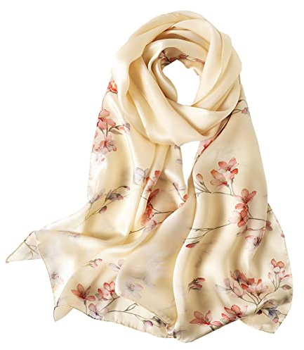 STORY OF SHANGHAI Foulard Donna Seta di 100% Seta, Stola Elegante Cerimonia Chiffon Leggera, Sciarpa Primaverile con Fantasia Colori, Adatto a molteplici occasioni