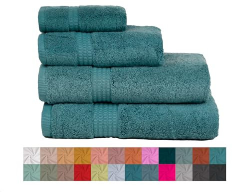 TRAMAS+ 4er-Set Premium Handtücher 700 g, 100% Baumwolle, 2 Handtücher 50x100 cm und 2 Badetücher 70x140 cm, extra weich, schnelltrocknend und sehr saugfähig - Mintgrün
