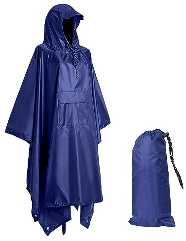 Accevo Multifunction Waterproof Rain Poncho Lightweight Reusable Rain Coat for Women Men Windproof Ripstop Breathable Quick Dry Raincoat with Hood Mountaineering Rock Climbing Emergency Rainwear