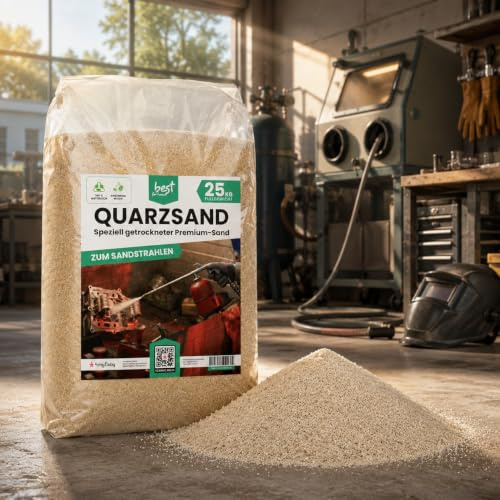 Best For Home – sandblästermedel | Kvartssand för sandblästring | Kvartsand 25 kg (0,8–1,4) sandblästringgranulat | Sand för sandblästring | Effektivt återanvändbart strålmedel, perfekt för