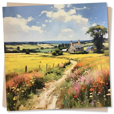 Beautiful Countryside Greetings Card - Special Blank Card for Family and Friends - Design Lovers - Heartfelt Greetings Wish for Women, Men - Made in UK