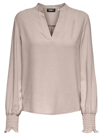 ONLY Onlmette V-Neck LS Smock Top Noos WVN, Gray Morn, S