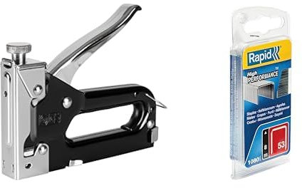 Rapid Handtacker Compacta Set Inkl. 1.080 Stk. Tackerklammern, Tacker für Holz und Stoffe, Komplett aus Stahl, Schlagkraftregelung, für Klammern Typ 53, 6-14mm