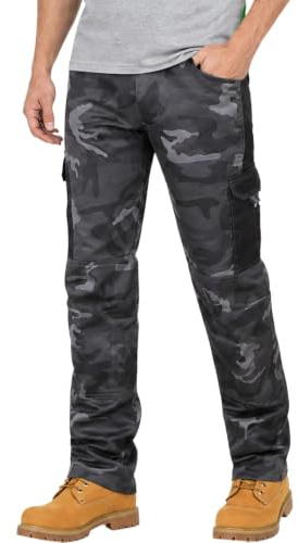 WORK IDEA Herren-Arbeitshose - Camouflage-Hose Herren-Cargohose mit innenliegenden Knietaschen