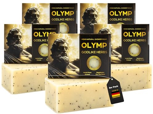 MEDUNA Peeling-Seife Olymp Godlike 5 x 100g - feste Naturseife - Handmade Soap Pflegeseife - Körperseife für alle Hauttypen - Bio-Kokosöl & Shea Butter Männerpflege - Made in Germany