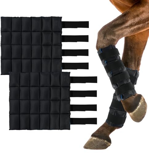 LUFFWELL Eisstiefel für Pferde, Schwarz & Blau, 4 Stück
