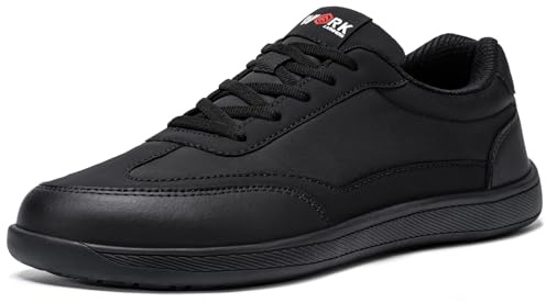 LARNMERN Chaussures de Sécurité Hommes Basket de Securite Embout en Acier Antidérapante Chaussures de Travail Légère Confortable Respirantes(42, Noir)