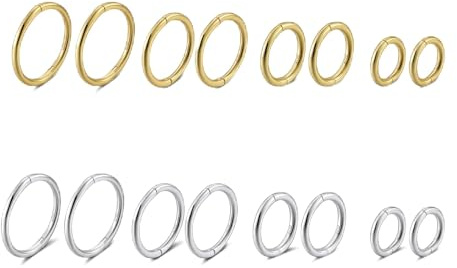 18ct Gold on Silver 925 hinged sleeper hoop earrings Twist Sleeper Hoop Earrings Small Hinged Thin Handmade 6mm 8mm 10mm 12mm For Women Men Girls (6mm)