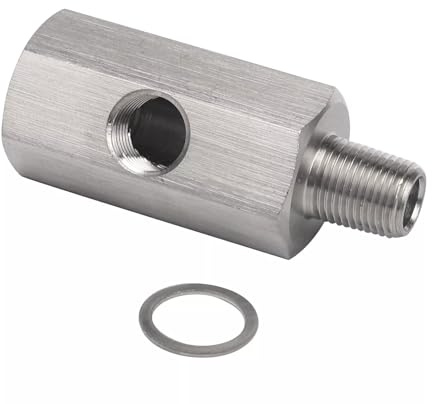 Crozgan Oil Pressure Sensor Adapter Tee 1/8 BSPT NPT Adapter Turbo Stainless Steel Turbo Connector Fitting with Gasket for Car Feed Line Gauge
