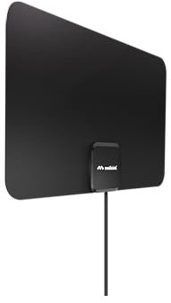 Meliconi Antenne TV Easy Fit, Amplifiée, Ultra Slim, Compatible DVB-T2 HEVC, DVB-T, Dab+, Filtre 4G/5G, Alimentation USB 5V, Installation Facile avec Double Face Inclus