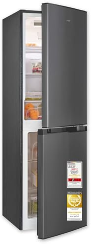 Exquisit Kühl-Gefrierkombination | 193 l Nutzinhalt, Energieeffizienzklasse E, 41 dB Geräusch | No Frost, elektronische Temperaturregelung, Umluftventilator, LED| KGC5195-65-NF-330E inoxlook-az