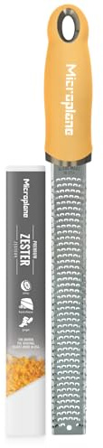 Microplane Premium Classic Zester Grater in Lemon Cream color - Vibrant Color | Lemon Zester tool, Cheese & Vegetable Grater | For Citrus, Parmesan Cheese, Garlic, Ginger | Fine Stainless Steel Blade
