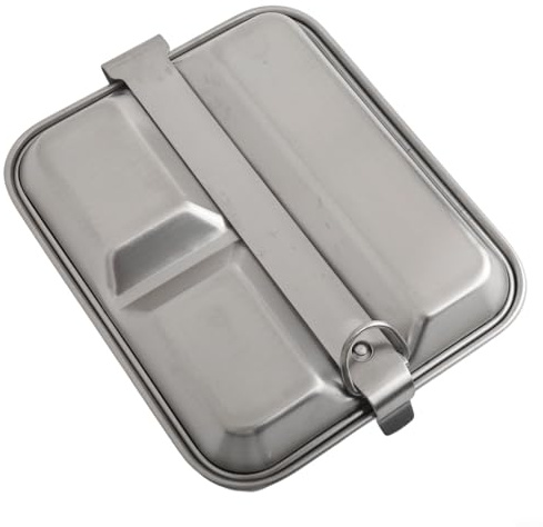 Durashmall Contenitore portatile per il pranzo da campeggio in acciaio inossidabile con manico pieghevole per escursionismo, picnic, viaggi, pentole leggere adatte per zuppe e pasti, bianco