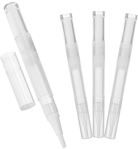 TOPPERFUN Lot de 4 Stylos Rechargeables Blancs pour Huile à Ongles 3ml en Abs Design Ergonomique Anti-fuite pour Soins Professionnels des Ongles