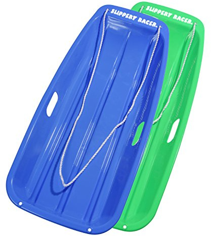 Slippery Racer Downhill Sprinter Snow Sled (2 Pack), Blue/Green