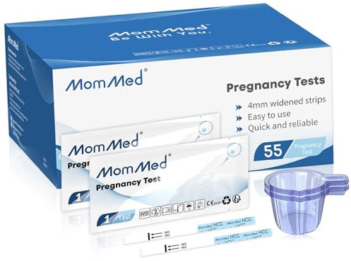 MOMMED Pregnancy Tests(HCG55), 55pcs Fertility Test for Women with Bonus 55 Urine Collection Cups; Quick and Reliable Pregnancy Test Strips, Over 99% Accuracy Early Pregnancy Test Strips