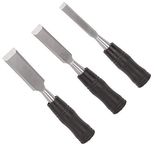 Edward Tools Wood Chisel Set - 1”, 3/4”, 1/2” Wood Chisels for woodworking, carpentry - Professional or DIY use - Drop Forged Alloy Steel - Steel Striking Cap - Tip Protectors for Safe Storage