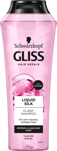 Gliss Shampoo Liquid Silk (250 ml), Haarshampoo für einen natürlichen Glanz, Pflegeshampoo glättet die Haaroberfläche für außergewöhnlich weiches Haar