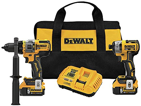 DEWALT FLEXVOLT ADVANTAGE 20V MAX* Combo Kit with Hammer Drill & Impact Driver, 5.0-Ah, 2-Tool (DCK2100P2)