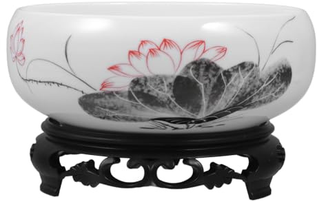 USHOBE Blue and White Porcelain Planter with Base 6.69In Hydroponic Vase No Hole Ceramic Bonsai Plant Pot Indoor Decorative Flower Pot for Home Office