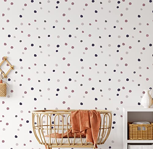 Irregular Polka Dot Wall Stickers Purple & Pink Circle Spot Wall Decals for Kids Childrens Bedroom Nursery Peel & Stick Wall Art [180 Pack] (Purple & Pink Mini)