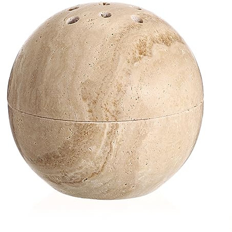 SUMNACON Natural Marble Round Incense Burner, Minimalist Travertine Stone Incense Holder with Lid Decorative Cone Coil Incense Burner Stand for Home Office Spa (Beige)