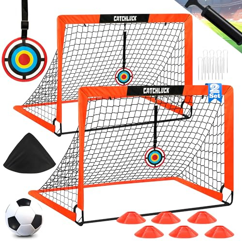 CATCHLUCK Football Goals for Kids, 4x3ft Pop Up Goals with Net, Targets, Cones, and Carry Bag