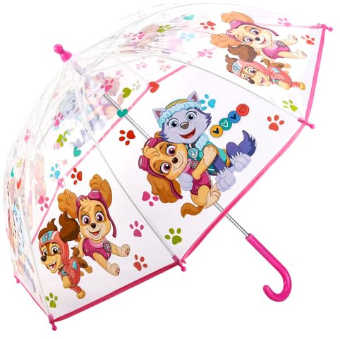 TDL PAWPATROL Girls Umbrella Kids Childrens Brolly Dome Lightweight Rain Cover Pink Skye & Everest Stick Umbrellas