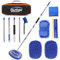 Outigu Juego de cepillos de lavado de coche, mango extensible de 160 cm, mopa de microfibra con cabezal de repuesto, cepillo de rueda, toalla y esponja (azul)