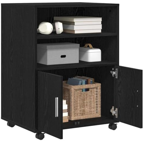 vidaXL Skåp Svart Ek 60 x 48 x 74.5 cm Med hjul