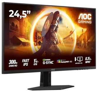 AOC 25G4SRE Gaming Monitor 25 Pulgadas, 310Hz, Panel Fast IPS, 0.3HDR400, Adaptive Sync, G-Sync Compatible, (1920x1080 HDMI 2X 2.0 DP 1x 1.4) Negro