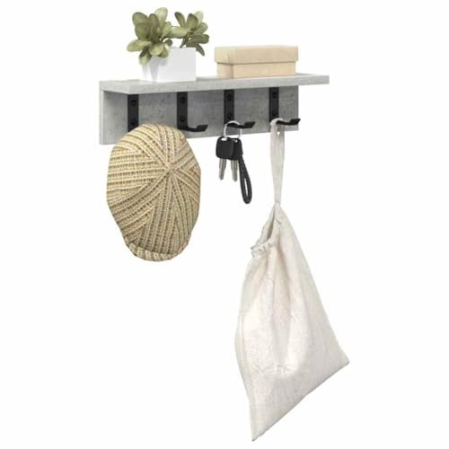 vidaXL Appendiabiti a muro Grigio cemento 40 x 10,5 x 10,5 cm, Ripiano per ingresso, appendiabiti a muro moderno, organizer elegante, design compatto per ottimizzare lo spazio