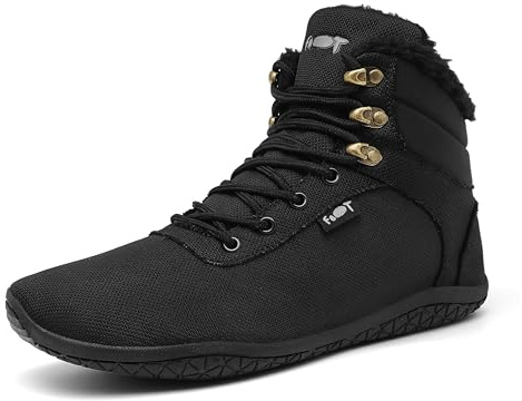 Schuvox Scarpe Barefoot Uomo Donna Autunno Invernali Comodo Stivali Barefoot con Pianta Larga Leggero Barefoot Shoes per Trekking Campeggio Fitness Morbidi Scarpe Camminare Termiche Unisex Nero 44EU