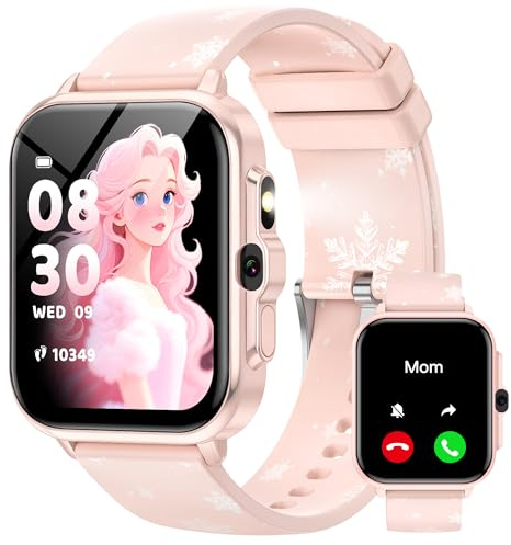 Smart Watch for Kids Boys Age 5-12, Ai Functions Games HD Touch Screen Watches with Video Camera Music Player Pedometer Heart Rate Sleep Tracker Christmas Birthday Gifts for Girls (Pink, 1.85)