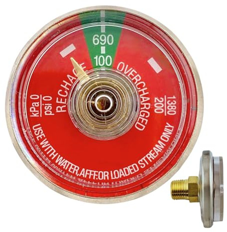 Uxsjakjsd 50 Manómetros de 1-100 PSI para Extintores Portátiles de Agua, Compatibles con y Ansul, Rosca NPT de 1/8 de Pulgada.